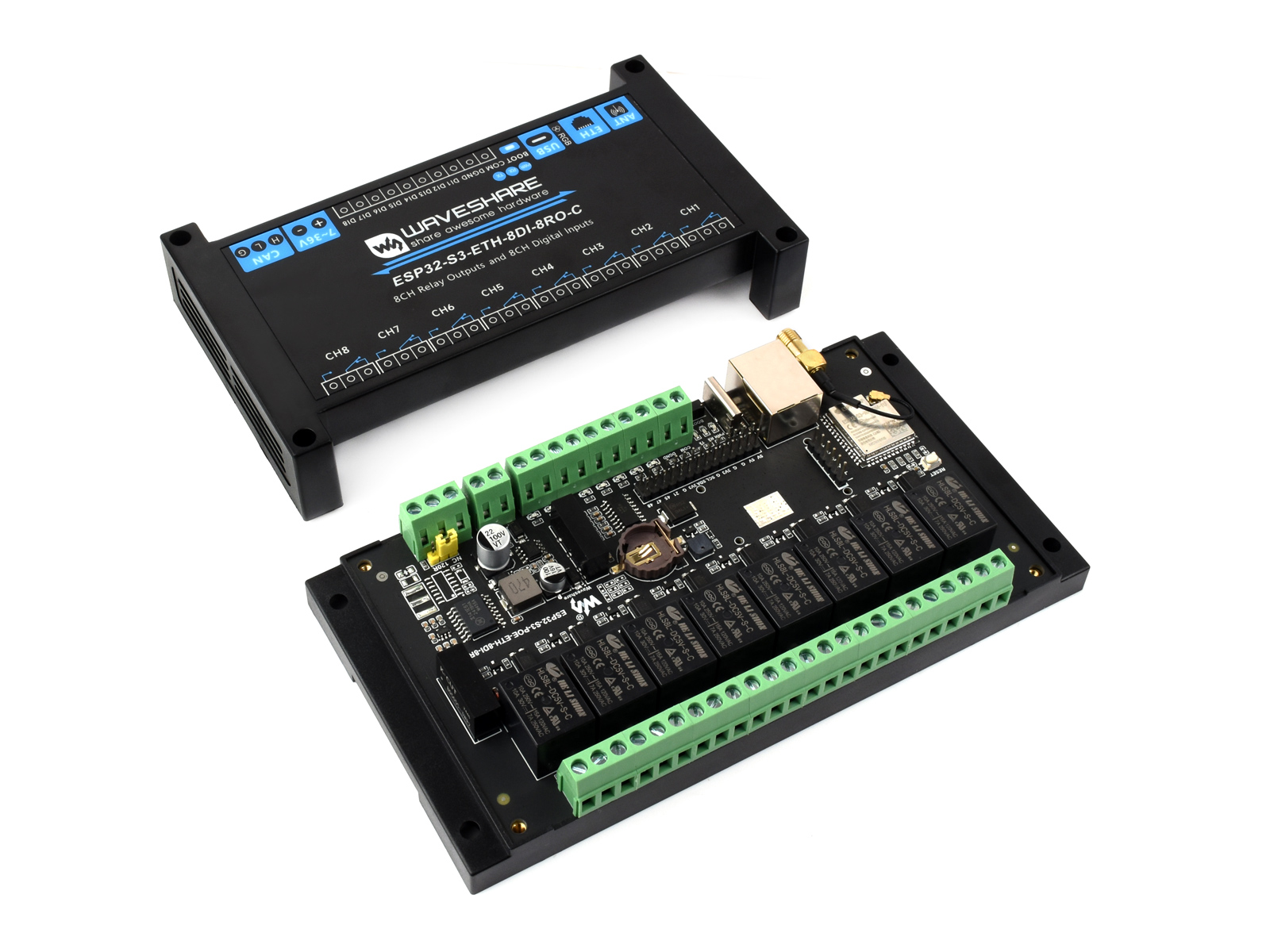Waveshare Esp32 - وحدة ترحيل WiFi صناعية ذات 8