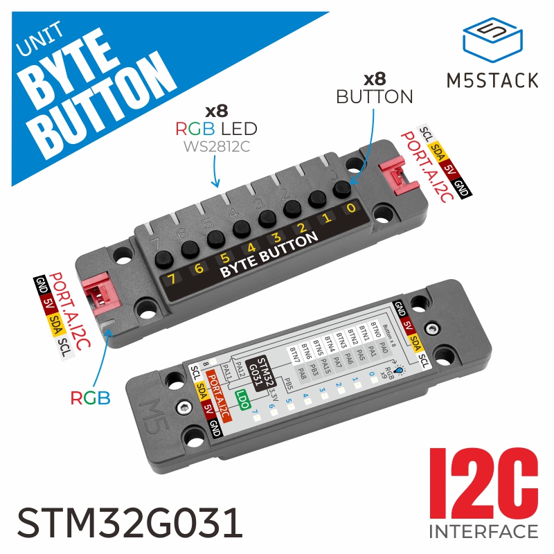 M5Stack - وحدة ByteButton الرسمية من M5Stack، مدخلات