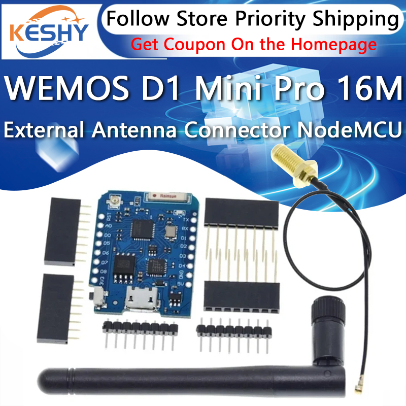 WEMOS D1 Mini Pro 16M بايت موص - مراجعة D1 Mini Pro وسعره