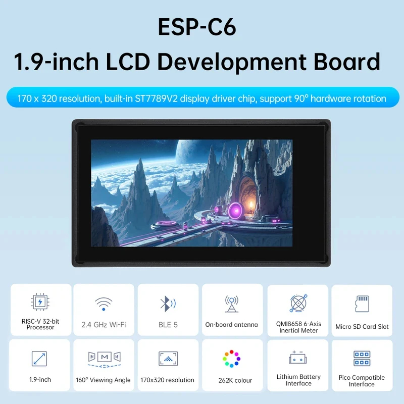 لوحة تطوير ESP32-C6 بشاشة LCD  - مراجعة Doit Esp32 وسعره